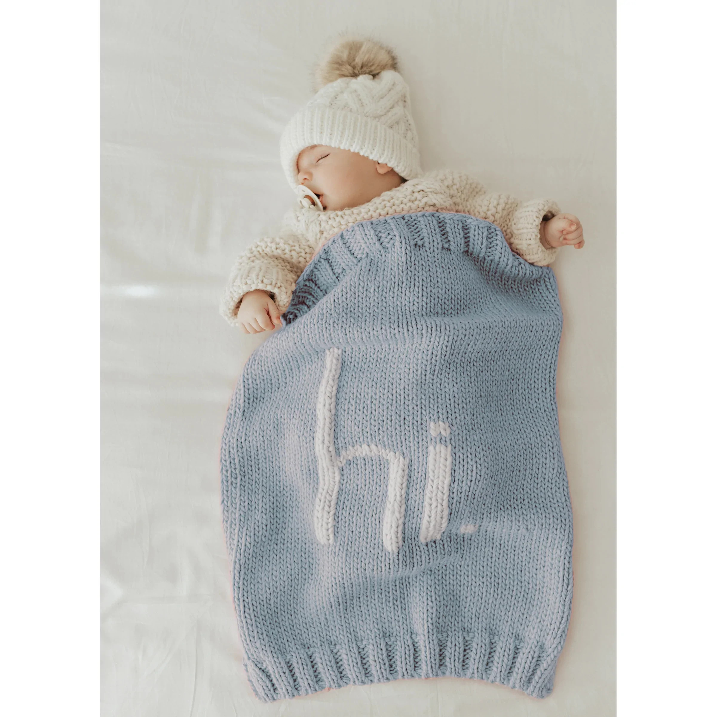Hi. Hand Knit Blanket, Surf Blue | SpearmintLOVE