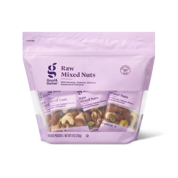 Unsalted Raw Mixed Nuts - 9oz/10ct - Good & Gather™ | Target