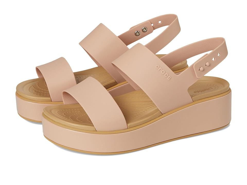 Crocs Brooklyn Low Wedge Women's Wedge Shoes Pink Caramel/Tan: 7 M | Zappos.com