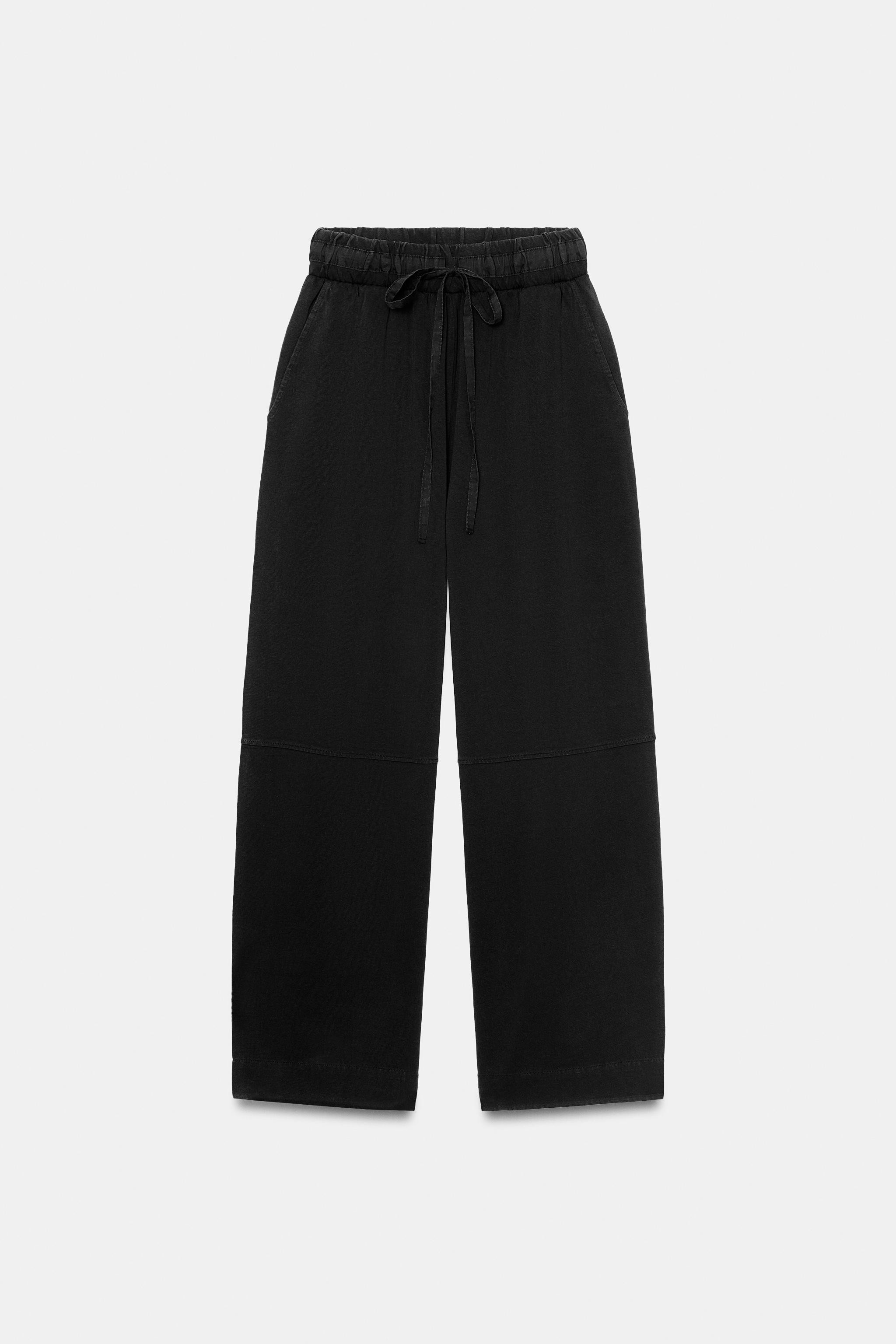 HEAVY COTTON WIDE-LEG TROUSERS | Zara UK