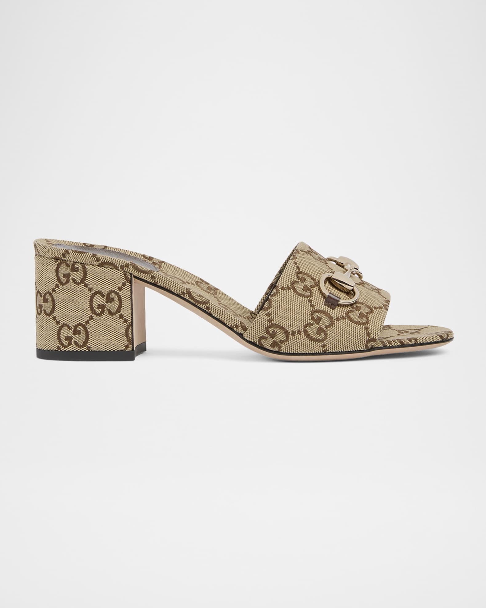55mm Siaga GG Monogram Canvas Block-Heel Sandals | Neiman Marcus