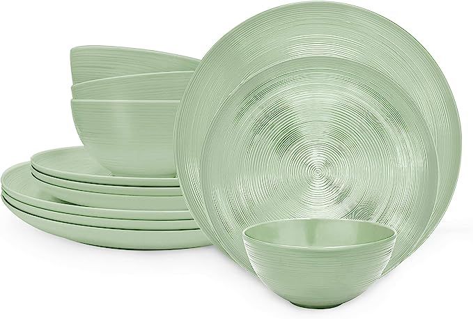 Zak Designs American Conventional Melamine Dinnerware Set Includes Dinner Plates, Salad Plates, a... | Amazon (US)