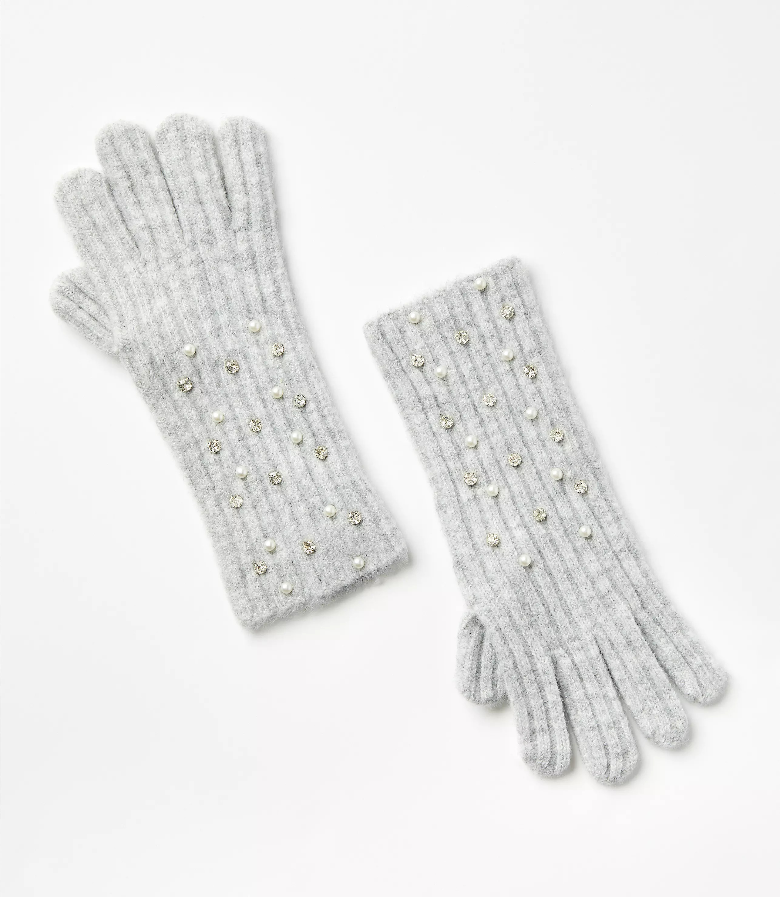 Pearlized Sparkle Ribbed Gloves | LOFT