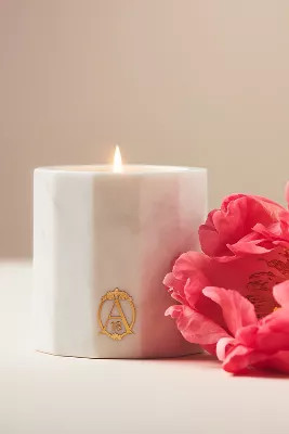 Apothecary 18 Floral Peony Blush Marble Candle | Anthropologie (US)