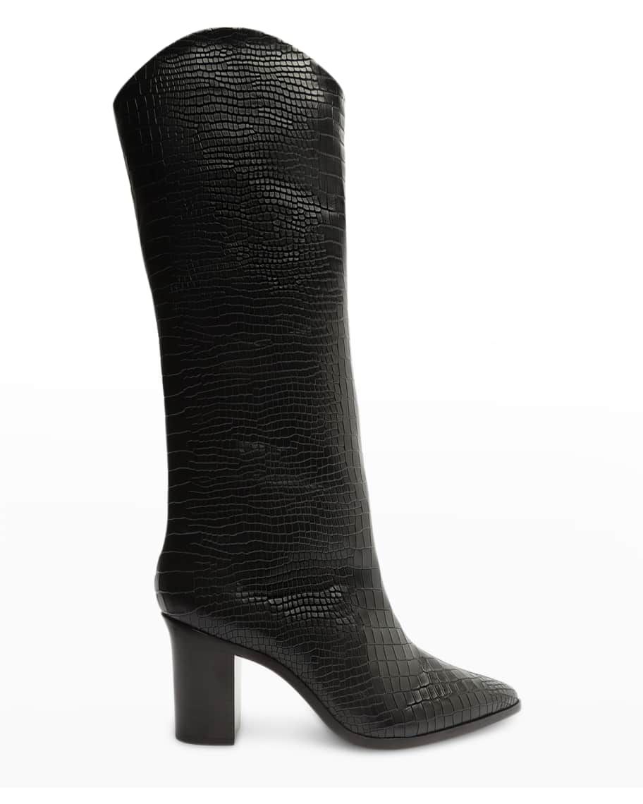Analeah Snake-Print Leather Tall Boots | Neiman Marcus