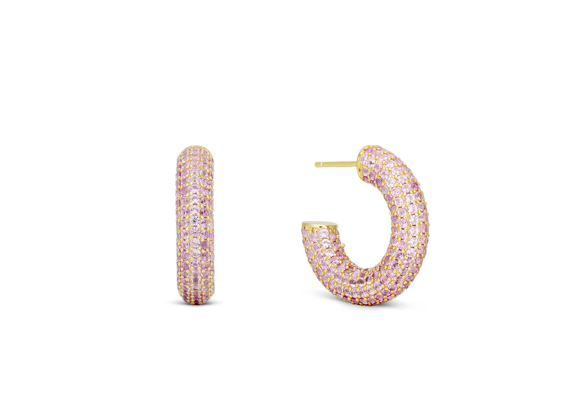 SOPHIA PINK PAVE HOOP EARRING | EP JEWELS 