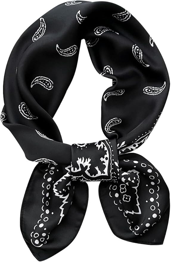 Square Silk Feeling Scarf Medium Satin Hair Scarf Bracelet Gift For Women 27.5 × 27.5 inches | Amazon (US)