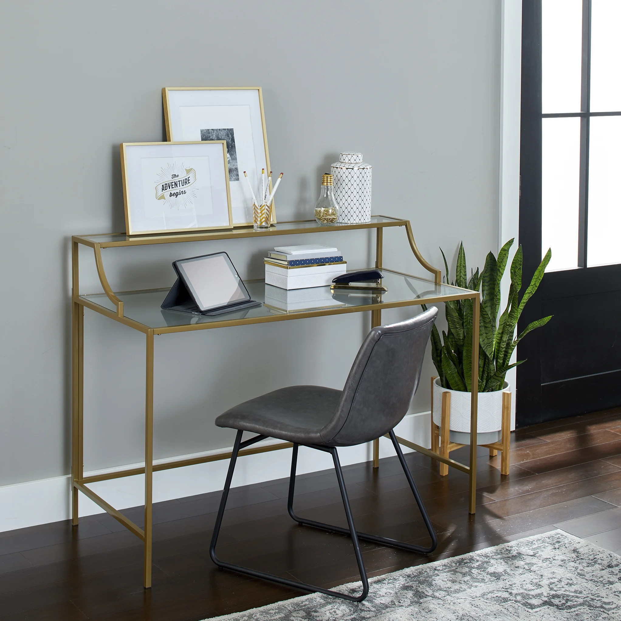 Better Homes & Gardens Nola Writing Desk, Gold Finish | Walmart (US)