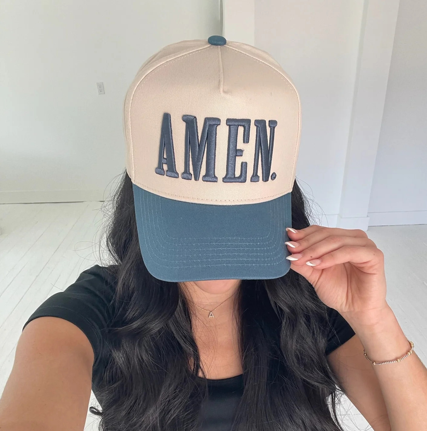AMEN. - Slate Blue Vintage Trucker Hat - PREORDER | KenzKustomz