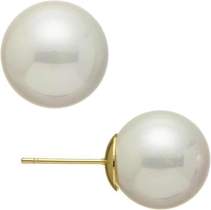 ZLP Big Pearl Earrings for Women, Oversize 14/12/10mm Classic Round Strong Light Simulated Shell ... | Amazon (US)