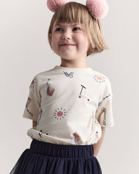 Toddler Short-Sleeve Relaxed Graphic Tee in Park Day Print - Cream | Carter's Inc