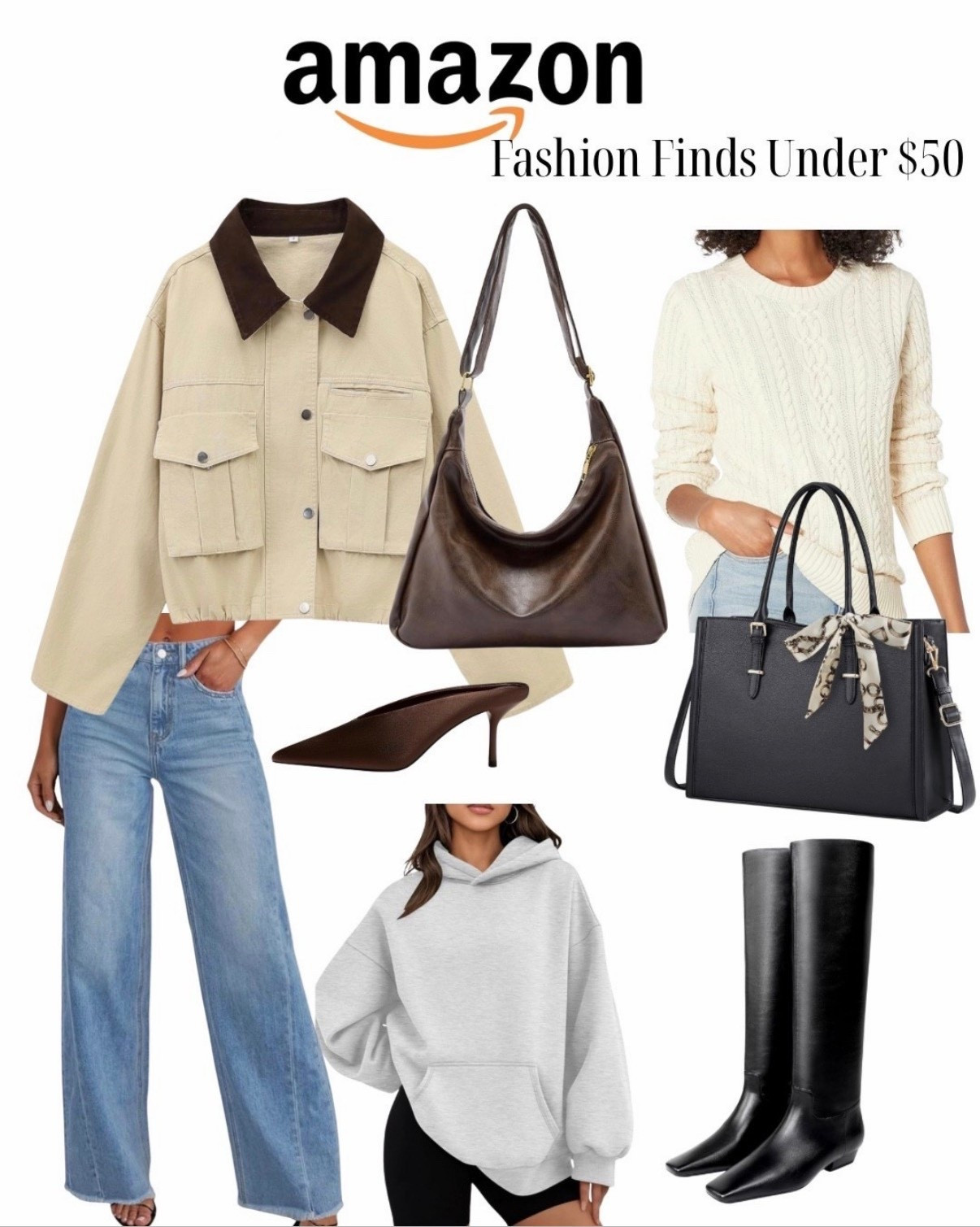 Amazon fashion finds under $50
#fashion #amazon #amazonfinds #boots #jacket #tote #sweater #jeans 

#LTKSeasonal #LTKSaleAlert #LTKFindsUnder50