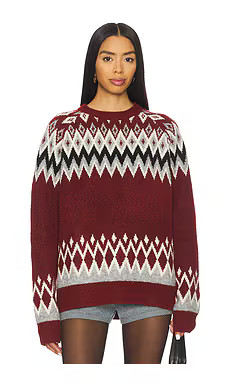 MORE TO COME Calantha Fairisle Sweater in Burgundy from Revolve.com | Revolve Clothing (Global)