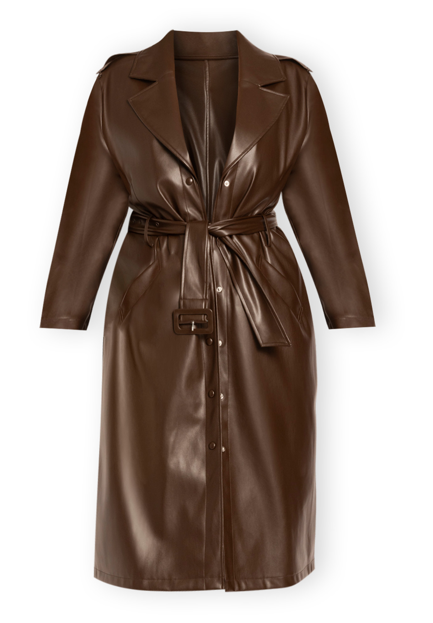 Belted Faux Leather Coat | Eloquii