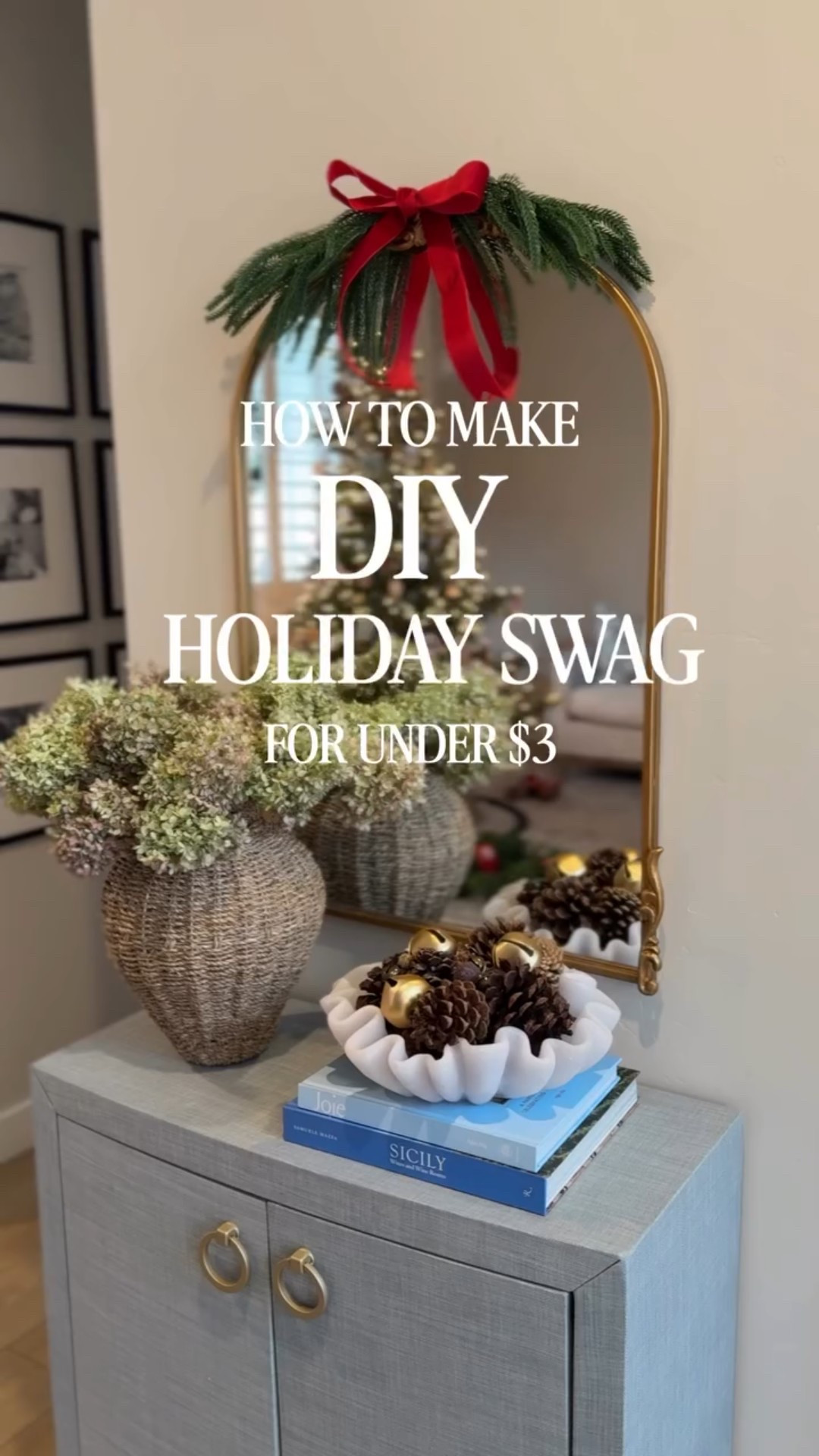 My favorite way to add festive touches to my home is this $3 DIY swag 🎀

It’s so easy and affordable and makes such a big statement. 

All you need is…
- A pack of Norfolk or Cedar stems (my exact stems linked in my LTK) 
-Floral wire 
-Ribbon to make a bow 

Just floral wire about 6 branches together and then add a bow and that’s it! This pack gave me 8 swags to use around my house and I only spent $20 total which comes out to $2.50/ swag! 

#diyholidayswag #diychristmasdecor #diychristmasswag #christmasswag #holidayswag #classicchristmasdecor