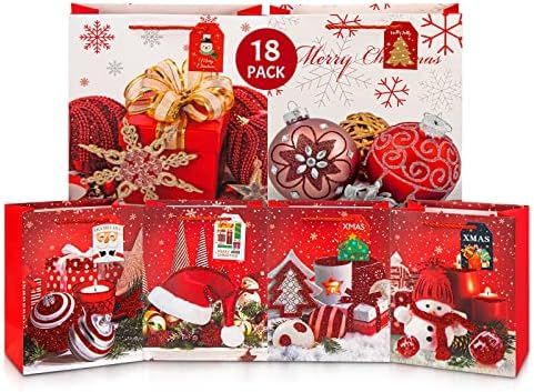 WESPREX 18 Pack Premium Christmas Themed Holiday Gift Bag Set with 24 Pcs Gift Tags, Xmas Gift Wr... | Amazon (US)
