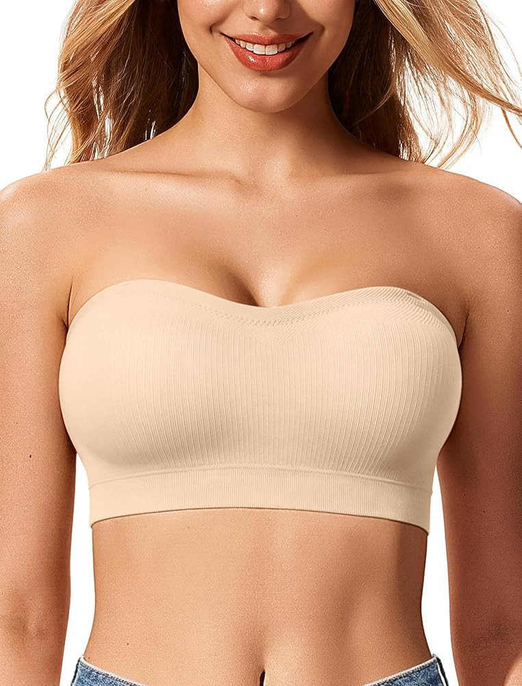LetsJoli Push Up Strapless Bras for Women Supportive Bandeau Bra Non Slip Wireless No Underwire P... | Amazon (US)