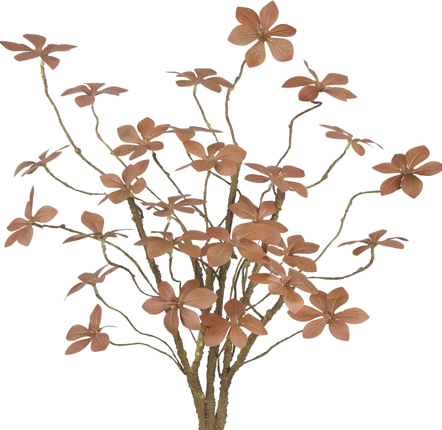 CISDUEO 3 Pcs Artificial Fall Leaves Stem Plants Fall Floral Stems Fake Leaves Silk Faux Fall Greenery Branches Brown with Long Stem for Vases Farmhouse Thanksgiving Autumn Centerpiece Decor | Amazon (US)
