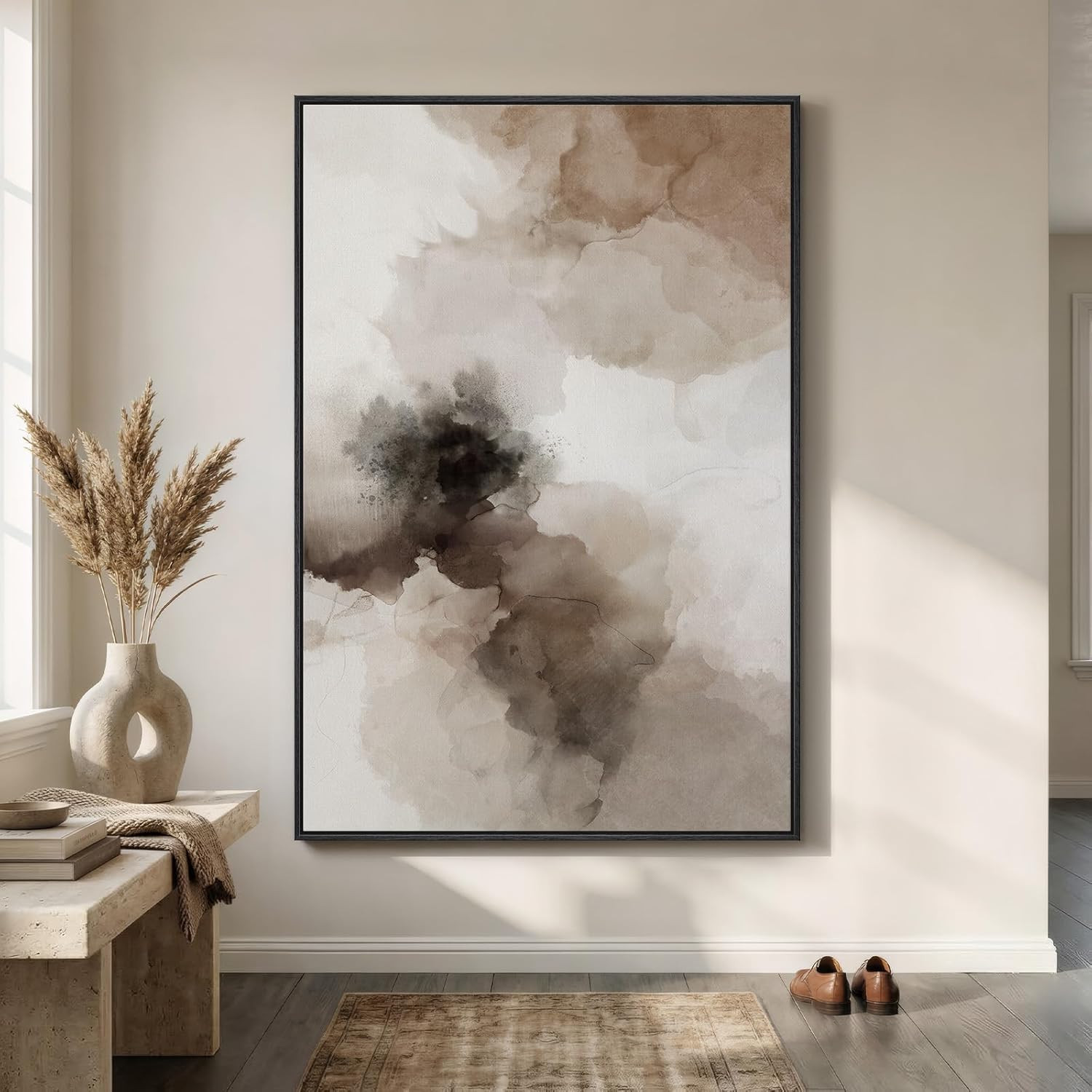 Extra Large Framed Brown Beige Abstract Wall Art for Living Room, 40x60 In | Amazon (US)