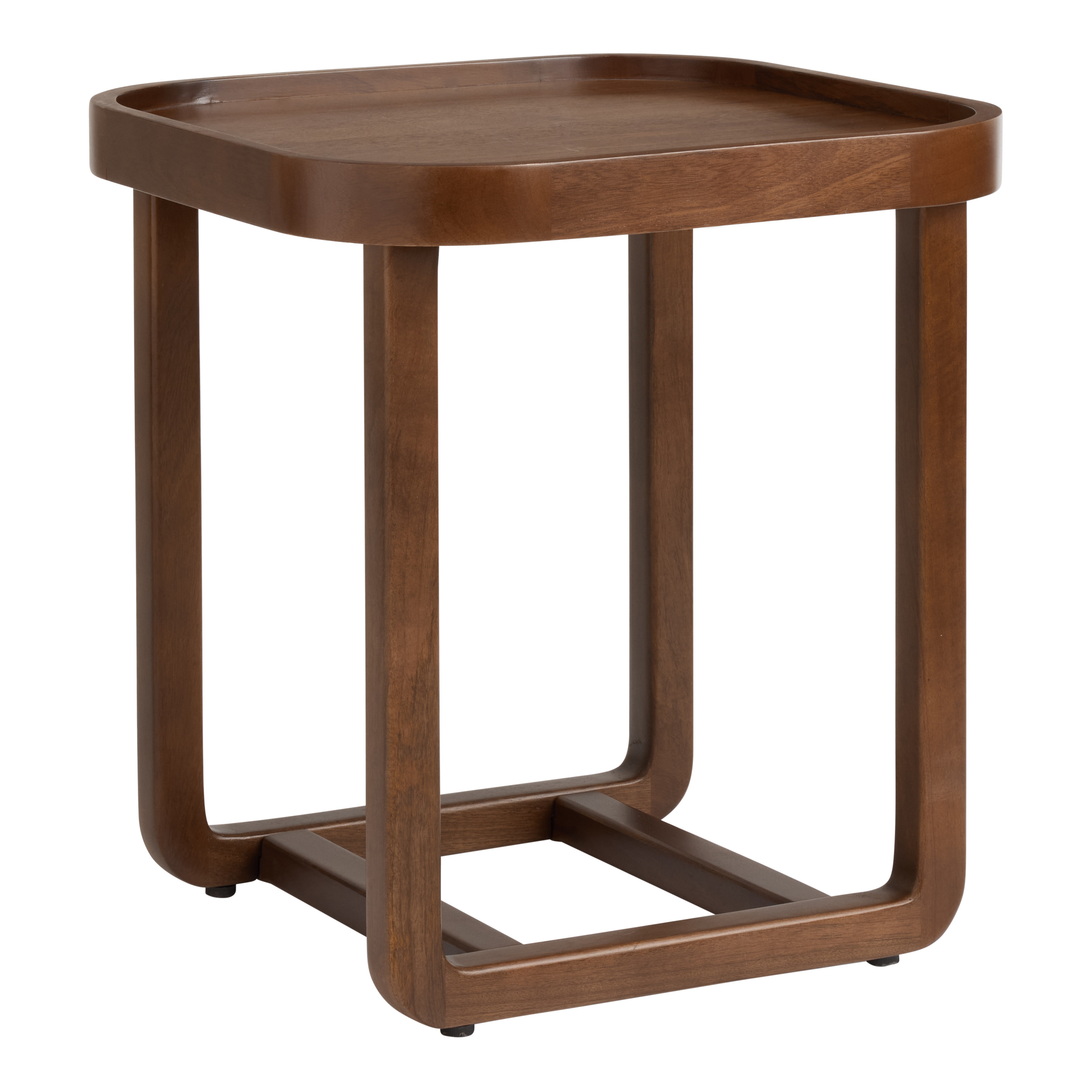 Brinley Deep Walnut Curved Tray Top End Table | World Market