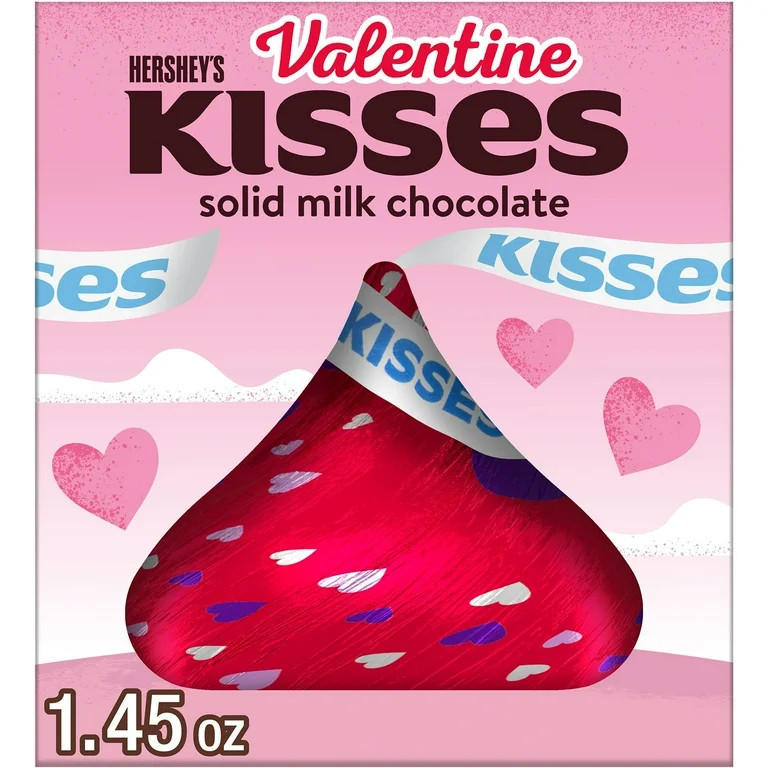 Hershey's Kisses Solid Milk Chocolate Valentine's Candy, Gift Box 1.45 oz | Walmart (US)