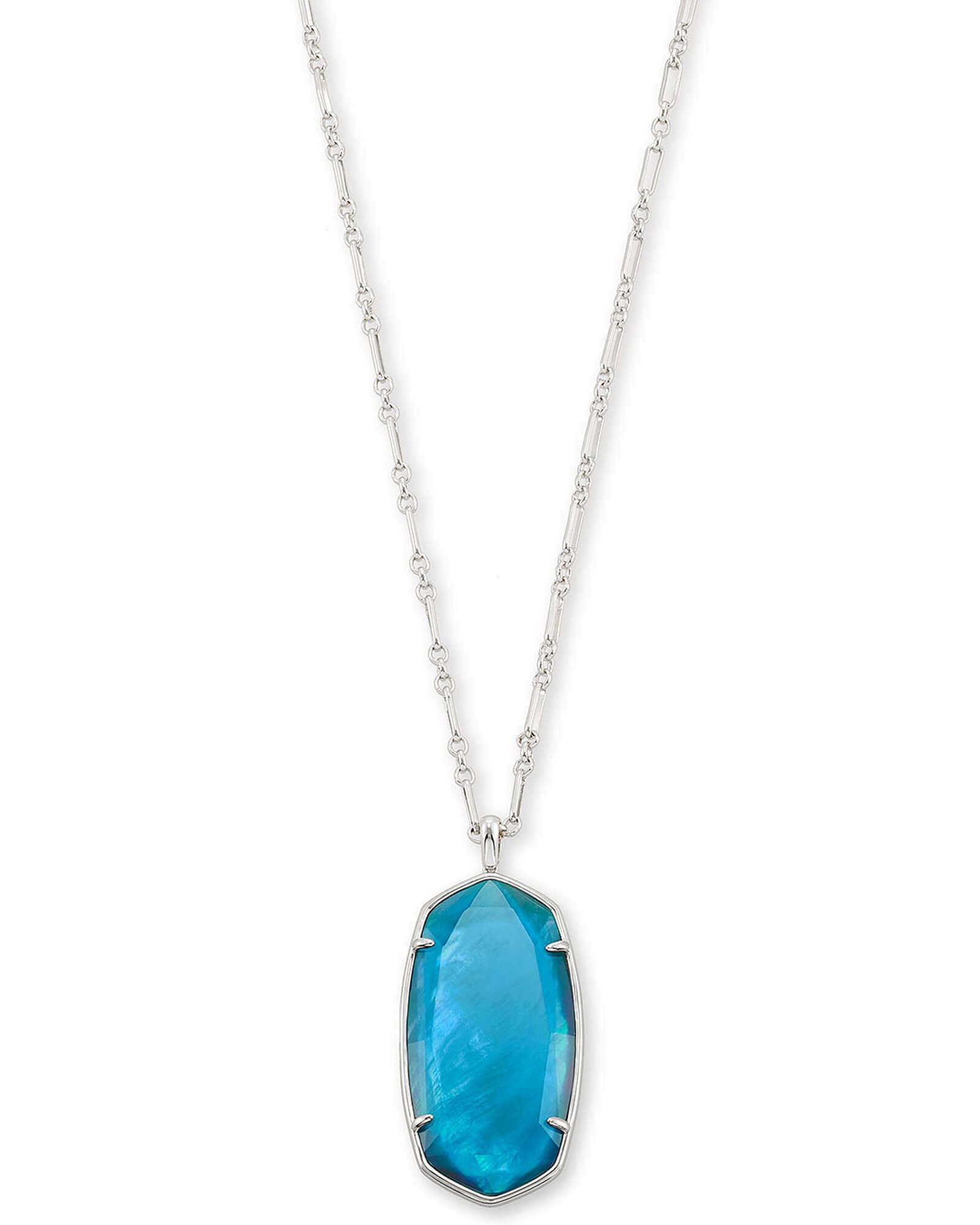Faceted Reid Silver Long Pendant Necklace in Peacock Blue Illusion | Kendra Scott