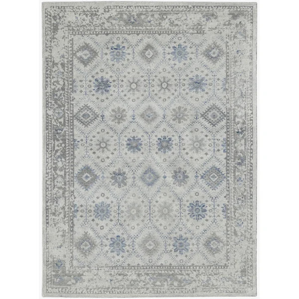 Divine Hand-Knotted Wool Oriental Area Rug in Beige/Blue | Wayfair North America