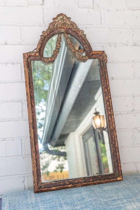 Antique Rectangle Wood and Resin Mirror - Vintage - Wall- Art - Hanging | Etsy (US)