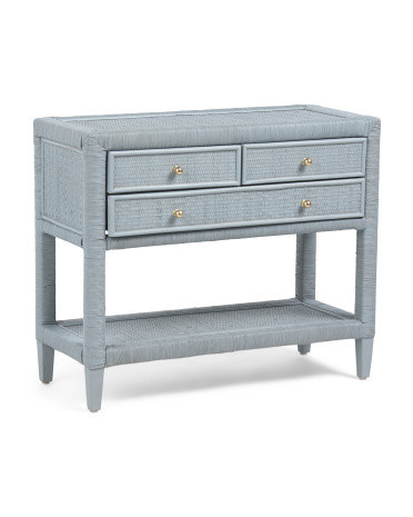 32x27x14 Miridel 3 Drawer Woven Rattan Console Table | TJ Maxx