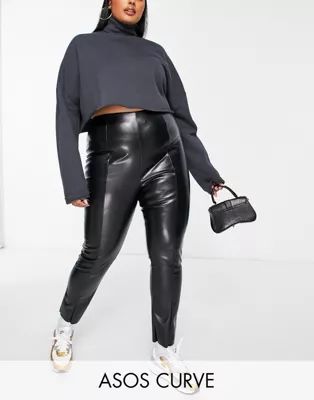 ASOS DESIGN Curve leather look super skinny pants in black | ASOS | ASOS (Global)