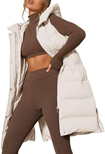 Inorin Womens Down Vest with Stand Collar Thick Hooded Sleeveless Long Coats Jacket | Amazon (US)