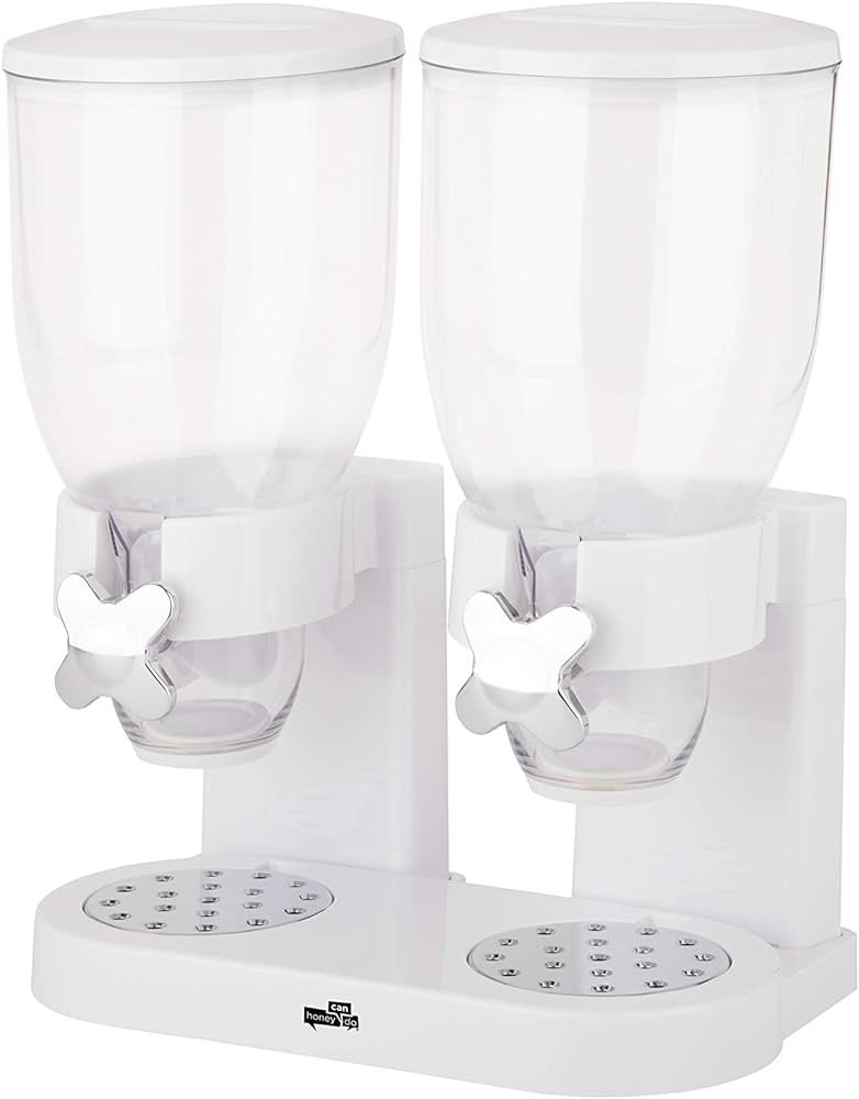 Dispensable Dry Food Dispenser, Dual Control, White/Chrome | Amazon (US)