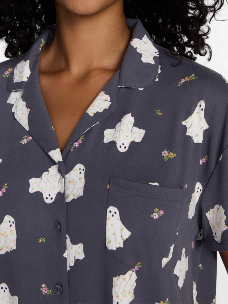 Halloween Women's Notched Top and Shorts Pajama Set from Way to Celebrate, 2-Piece, Sizes XS-3X | Walmart (US)