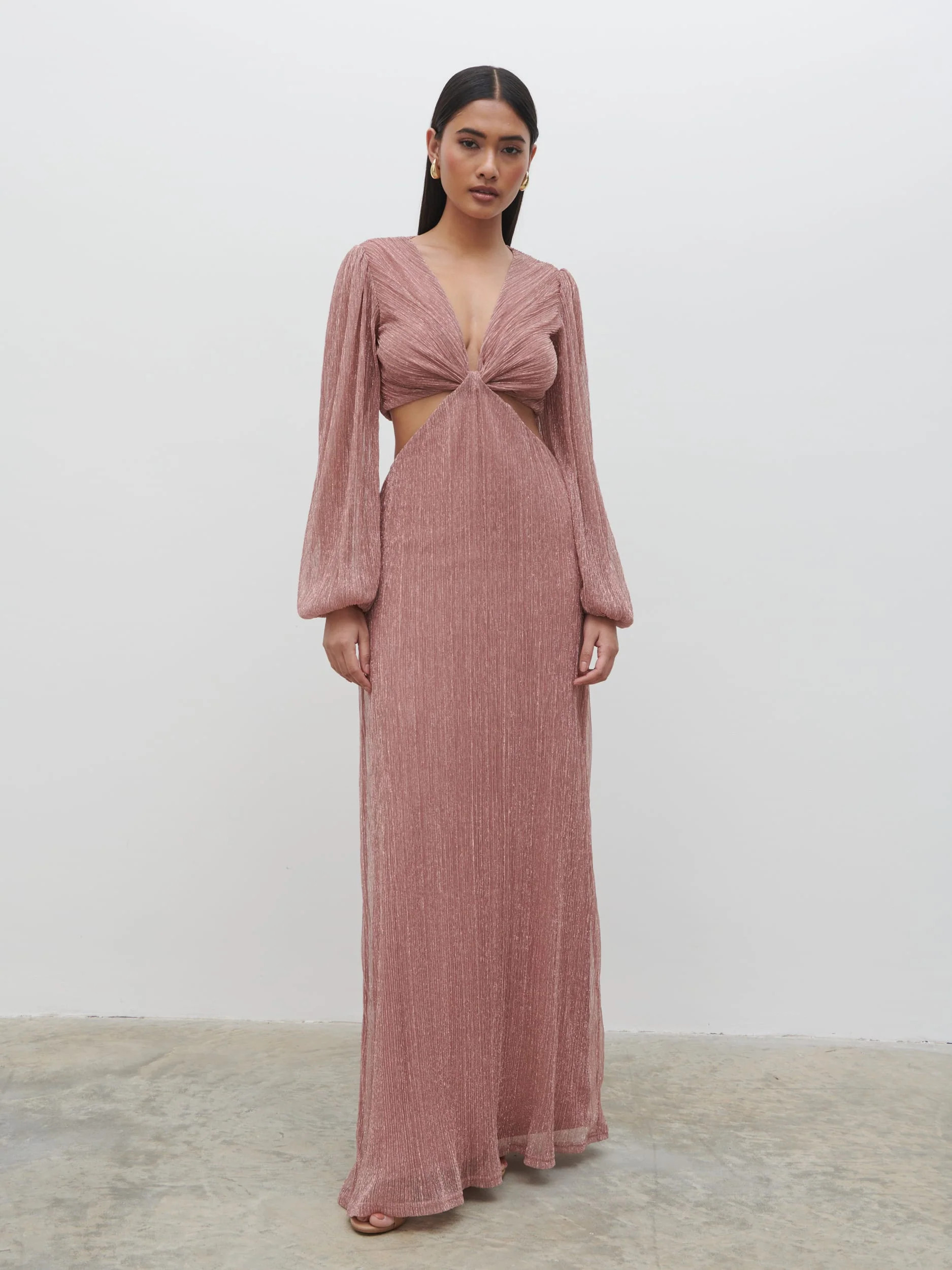 Zaya Plisse Metallic Maxi Dress | Pretty Lavish (UK)