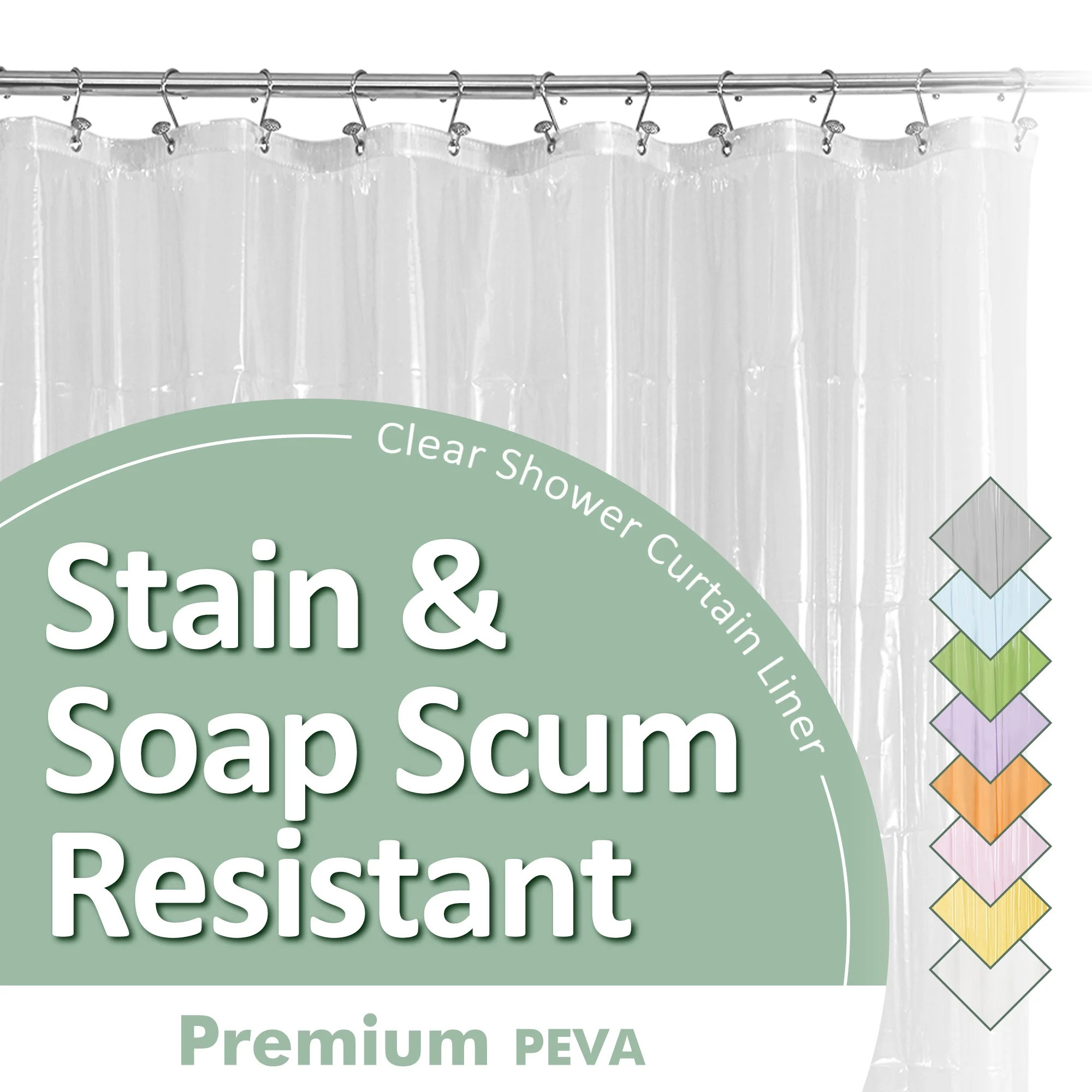 Barossa Design PEVA Clear Plastic Shower Curtain Liner Lightweight with 3 Magnets, Waterproof -72... | Walmart (US)