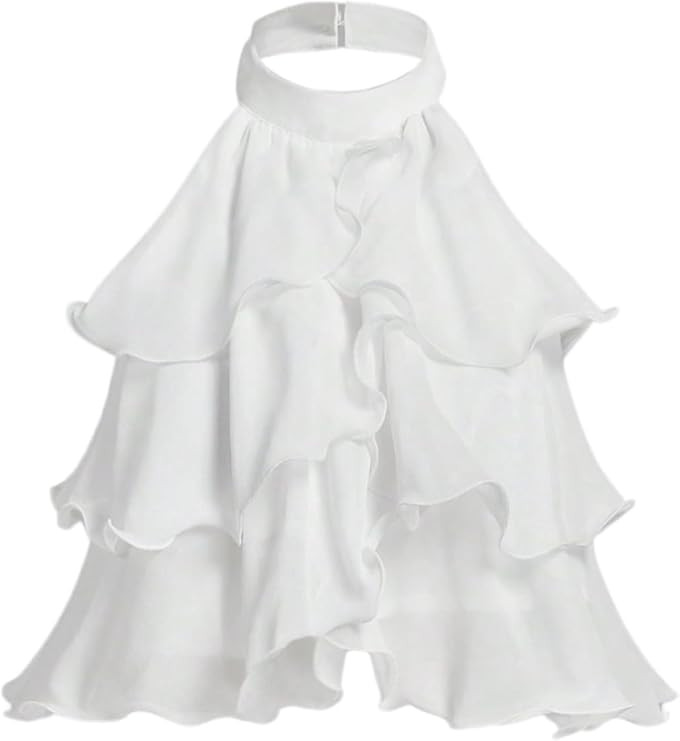 SweatyRocks Women's Ruffle Layered Chiffon Crop Halter Top Summer Sleeveless Going Out Tank Tops | Amazon (US)