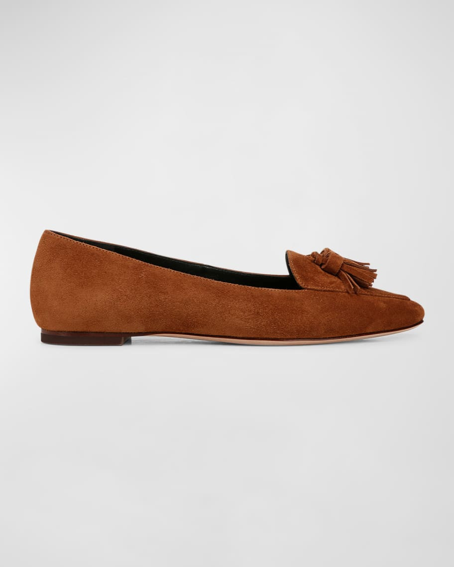 Veronica Beard Cleo Suede Tassel Ballerina Loafers | Neiman Marcus