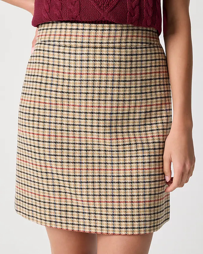 Plaid wool-blend A-line mini skirt | J.Crew Factory