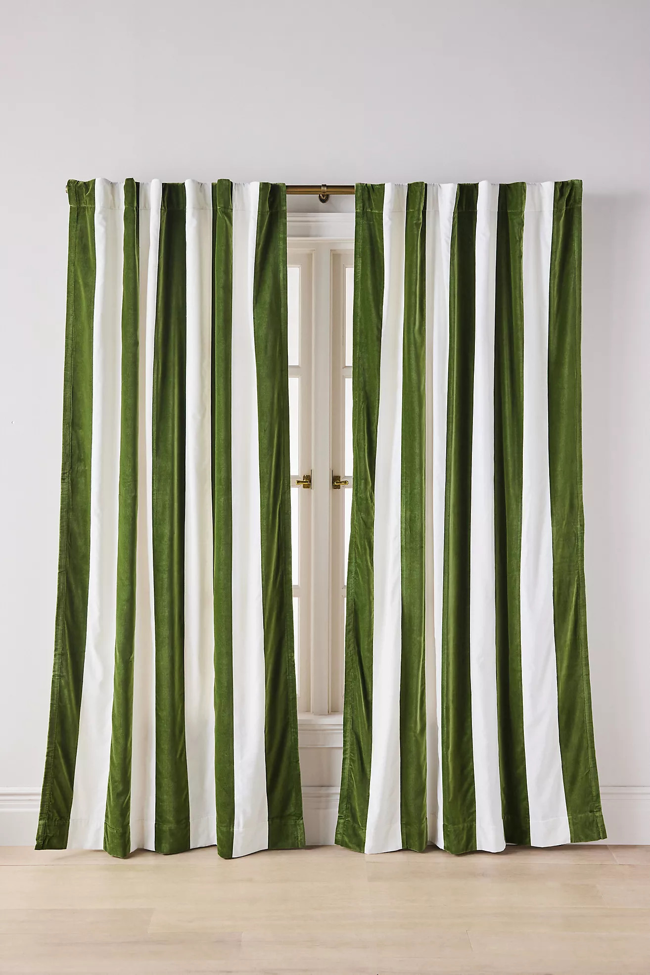 Trova Velvet Pieced Striped Curtain | Anthropologie (US)
