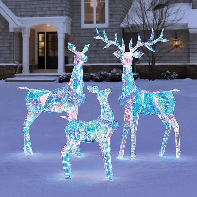 Member's Mark 3-Piece Pre-Lit Prismatic Deer Family | Sam's Club