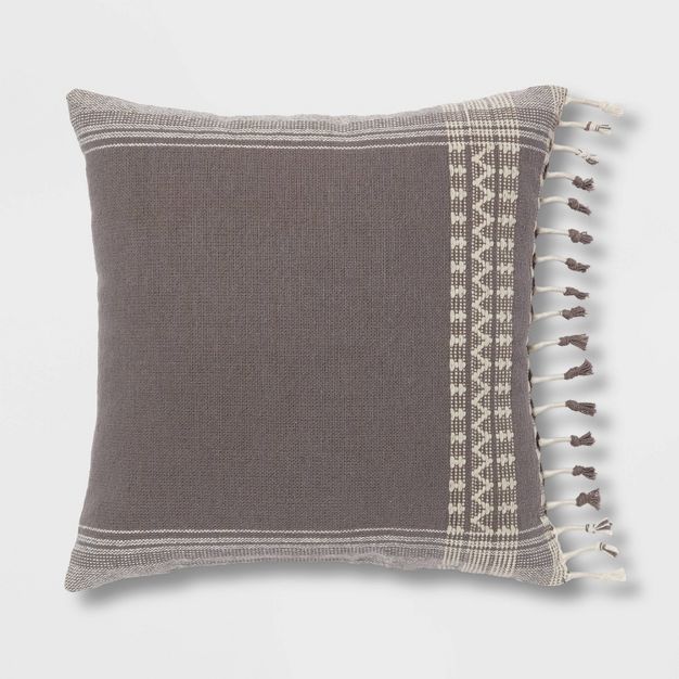 Square Woven Pattern Tassel Decorative Throw Pillow - Threshold™ | Target