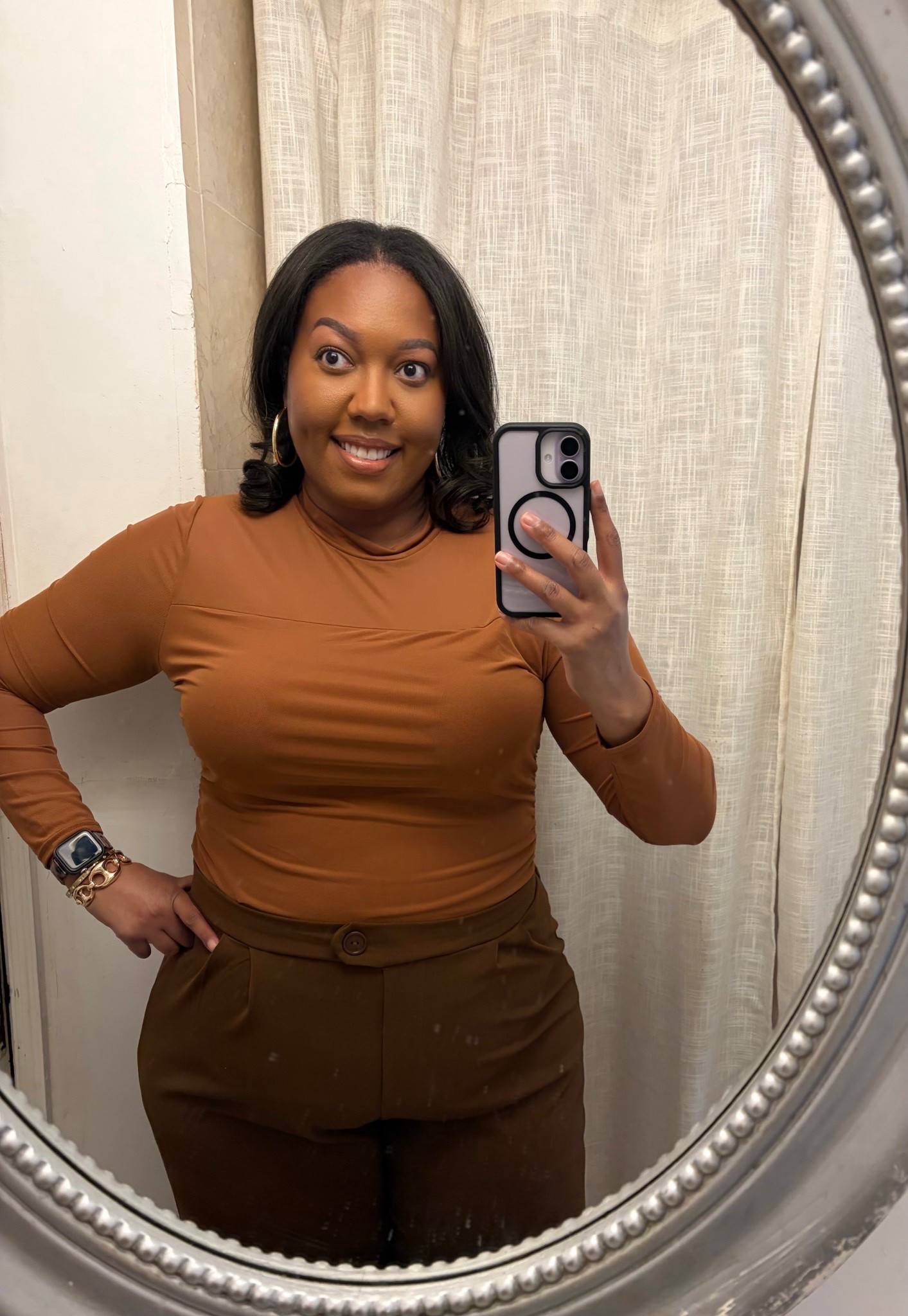 Caramel monochrome moment 🤎 This $11 Amazon top understood the assignment. Affordable, effortless, and perfect for layering into a neutral look. Linked in my LTK. #LTKunder50

#LTKTall #LTKootd #LTKPlusSize
