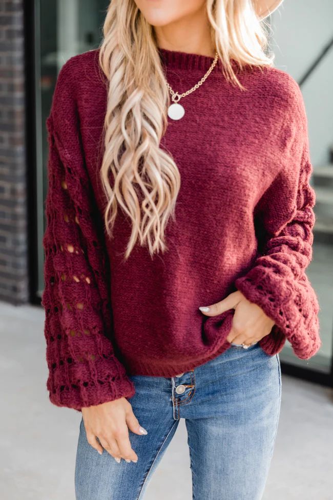 She's The Center Of Attention Burgundy Sweater FINAL SALE | The Pink Lily Boutique