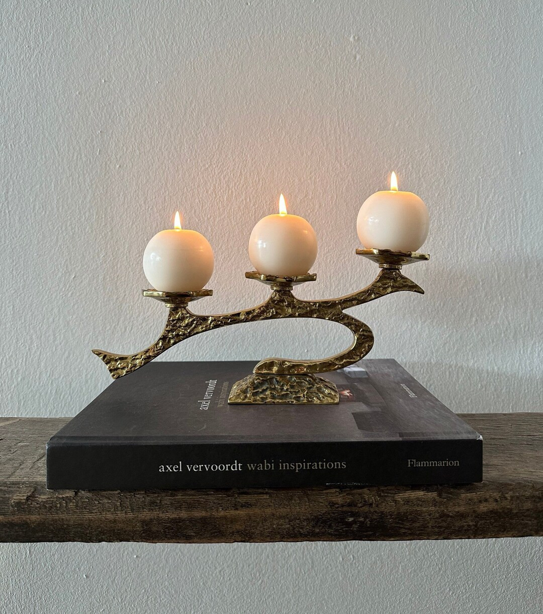 Mid Century Brutalist Gold Candlestick Brass Sculptural 3-Light Germany 1970's Candlestick Modern... | Etsy (US)