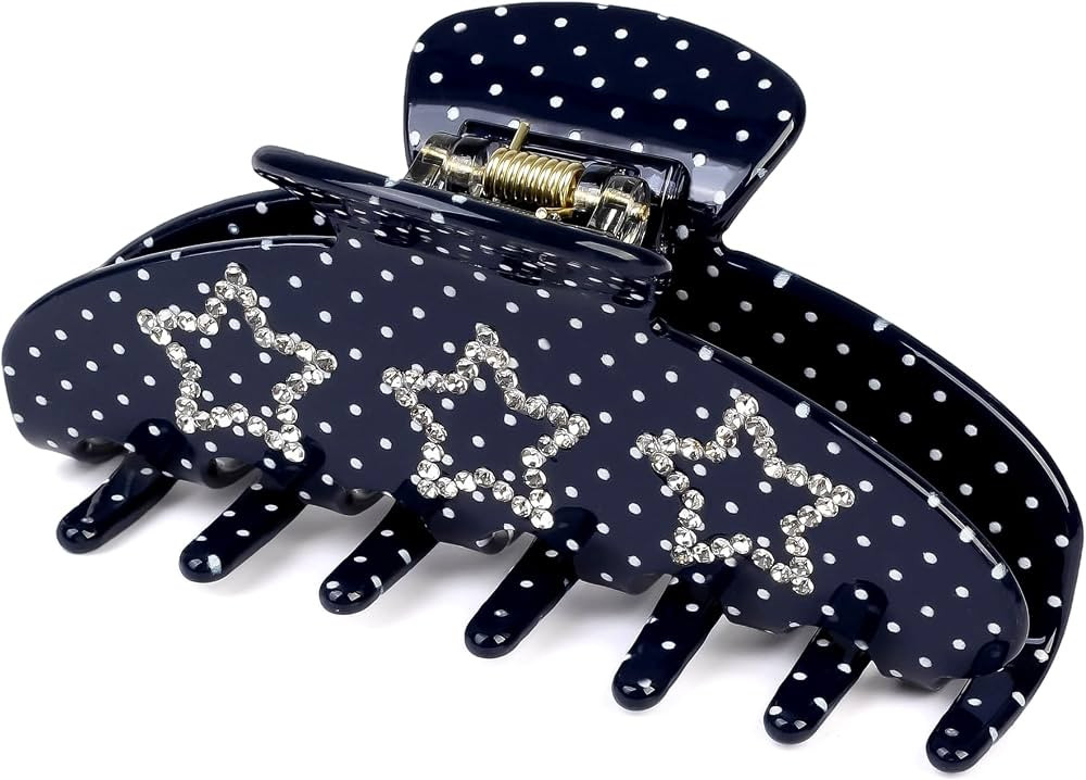 FAELBATY Blue Polka Dot Hair Claw Clips for Women, 4" Acetate Large Jaw Clip for Thick or Thin Ha... | Amazon (US)