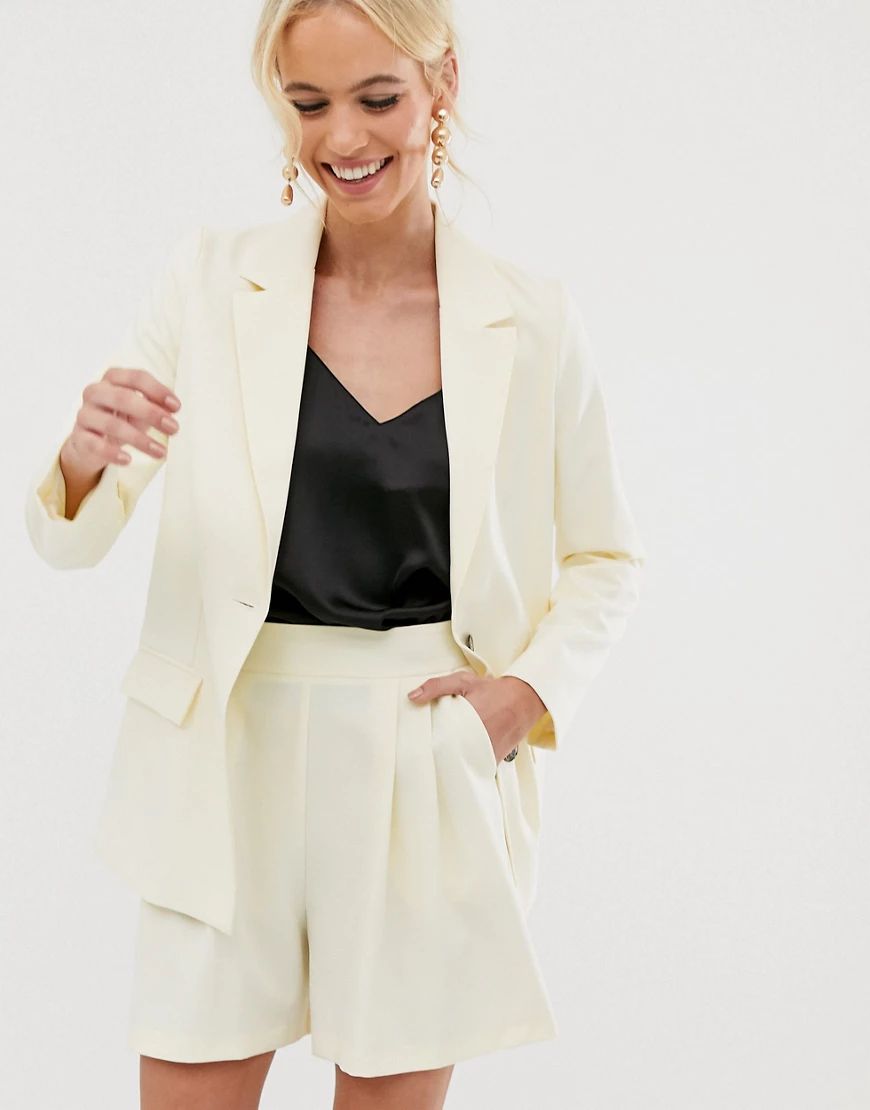 ASOS DESIGN soft suit blazer in buttermilk-Yellow | ASOS (Global)