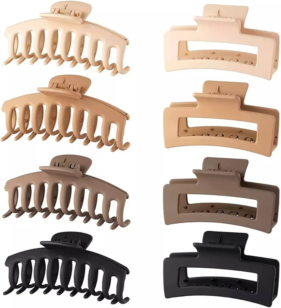 8 Pack 4.3 Inch Large Hair Claw Clips for Women Thin Thick Curly Hair , Big Matte Banana Clips,90... | Amazon (US)