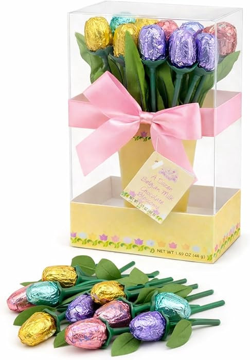 Milk Chocolate Tulip Flowers Bouquet, 1.2 Oz, Mother's Day Gift, Easter Basket Stuffer, Colorful ... | Amazon (US)