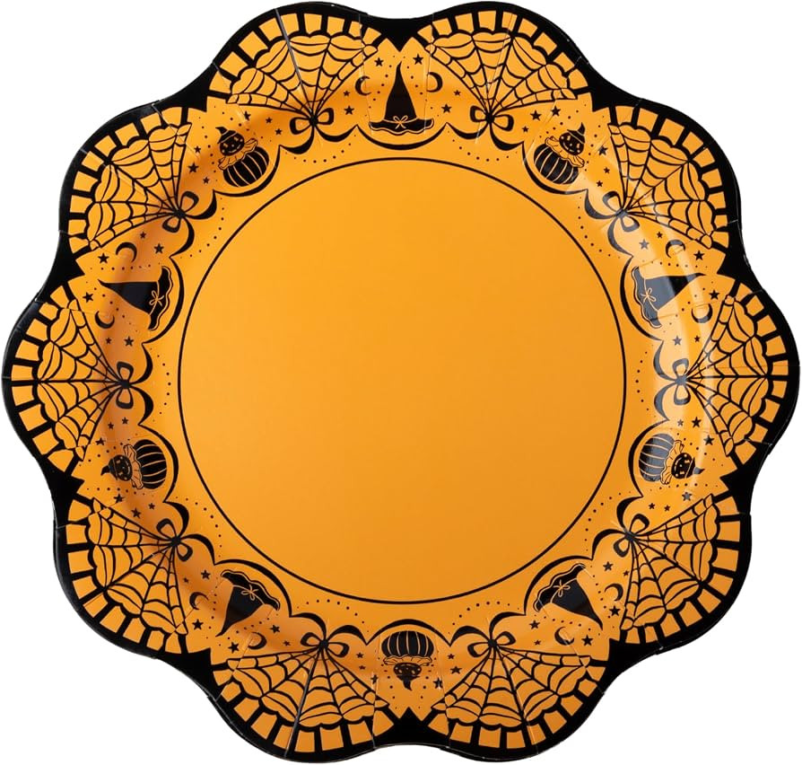 Bonjour F\u00eate Art Deco Halloween Paper Party Plates, 11 Inch, Pack of 8 | Amazon (US)
