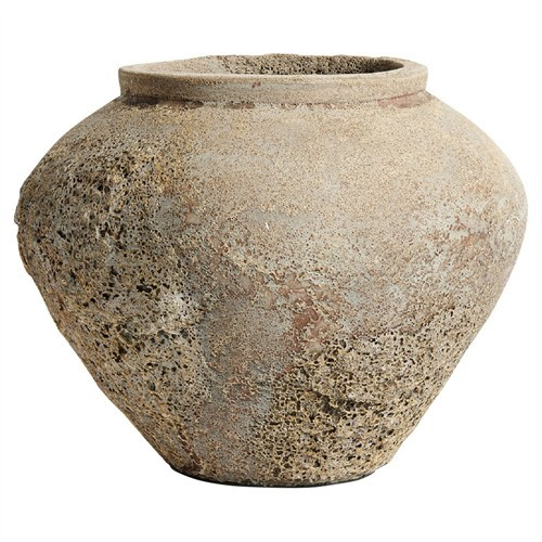 Calista French Country Sand Terracotta Decorative Jar - Small | Kathy Kuo Home